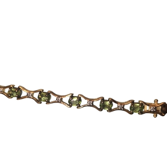 Peridot Bracelet 7.5" Double Clasp 10kt over 925 - Picture 1 of 4